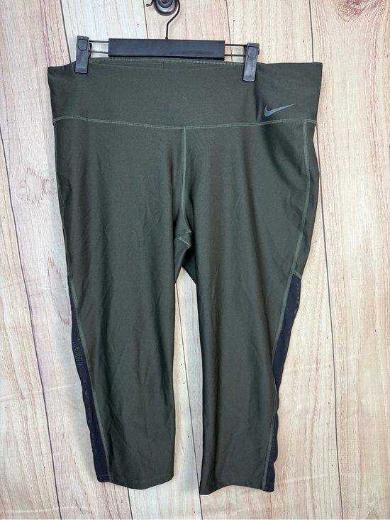 Nike Pants - Nike Dark Olive Green Capri Leggings with Black Side Panels